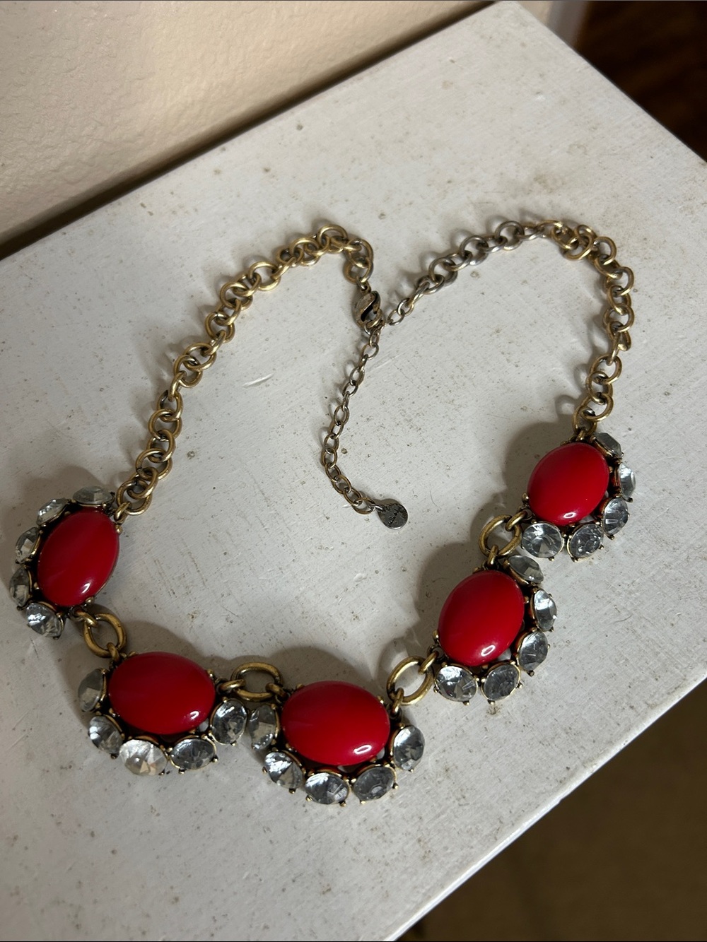 STELLA & DOT Gold-Tone Necklace with Red Oval Stones